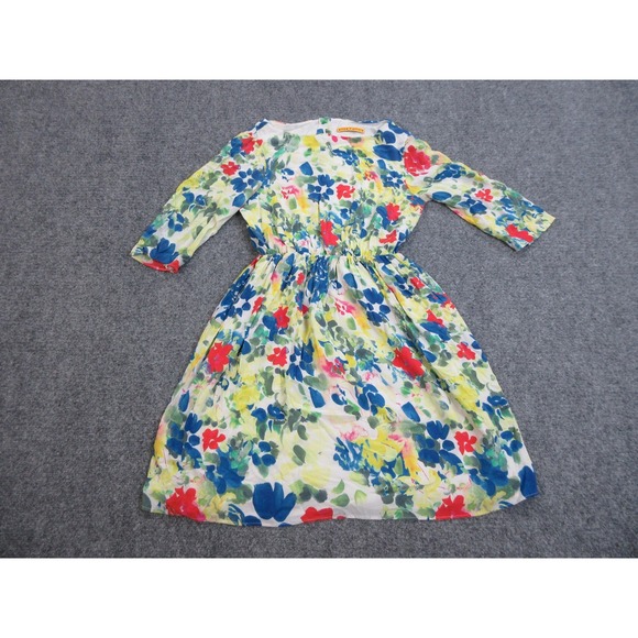 Alice + Olivia Dress Womens Small Multicolor Floral Silk 3/4 Sleeve Fit & Flare - Picture 1 of 14